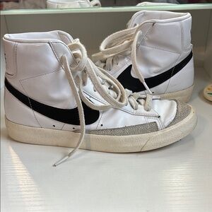 Nike White and Black High-Top Sneakers